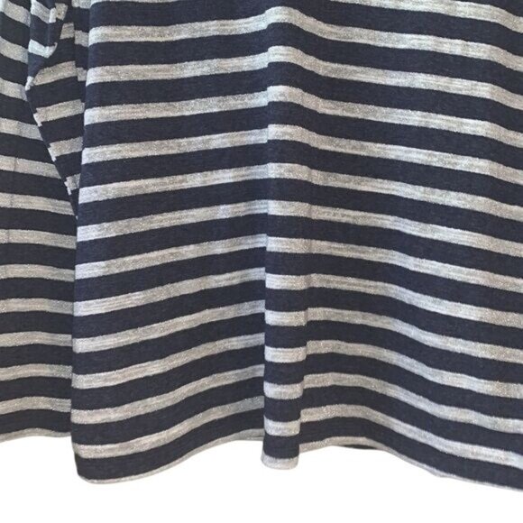 Faded Glory Womens Striped Long Sleeve V-Neck Top XXL/2X Metallic Navy & Silver - Picture 4 of 7